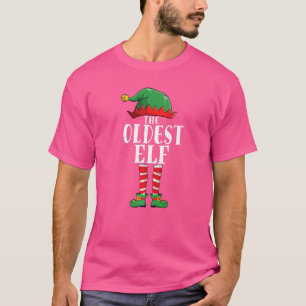 Oldest Elf Funny Matching Family Group Christmas P T-Shirt