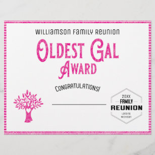 Oldest Gal Family Tree Reunion Award Letterhead
