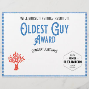 Oldest Guy Family Tree Reunion Award Letterhead