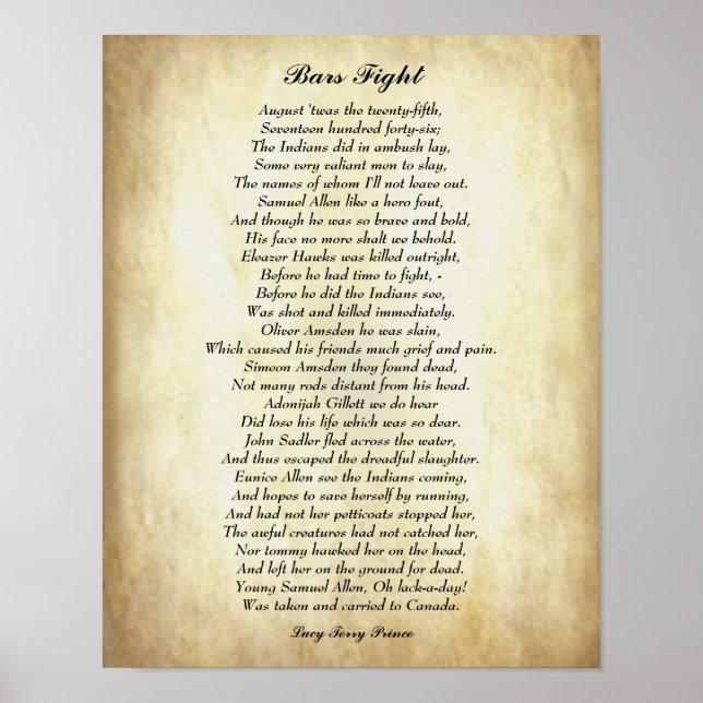 Oldest Known African American Poem Bars Fight Poster (Front)