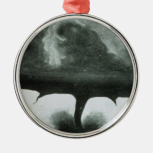 Oldest Known Photograph of a Tornado from 1884 Metal Ornament