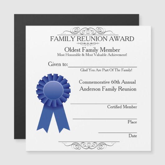 Oldest Member Elegant Family Reunion Awards (Front/Back)