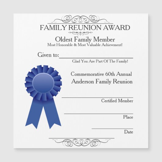 Oldest Member Elegant Family Reunion Awards (Front)