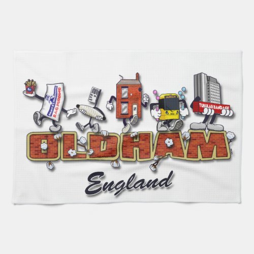 Oldham cartoon characters kitchen towel