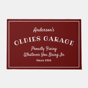 Oldies Garage Any Name Funny Saying Red Doormat