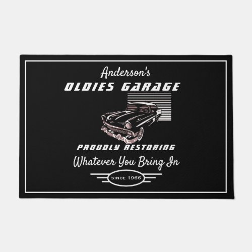 Oldies Garage Truck Any Name Restoring Cars Black Doormat
