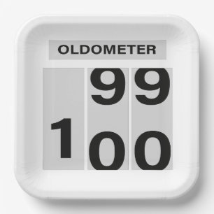 OLDOMETER 100th Birthday 99 to 100 Paper Plates