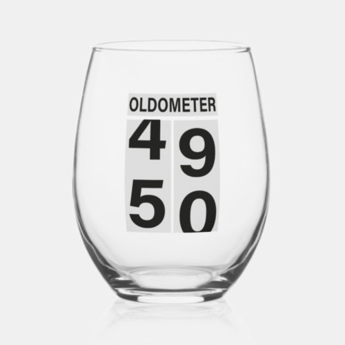 Oldometer 50th Birthday Stemless Wine Glass