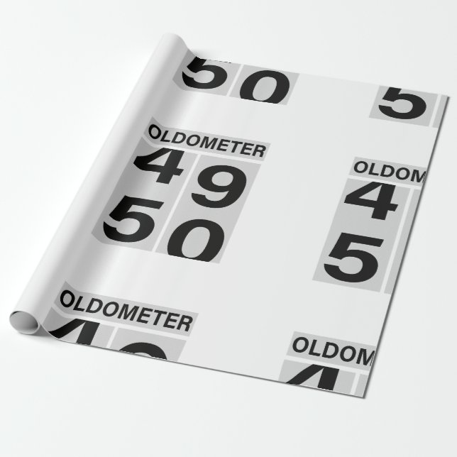 Oldometer 50th Birthday Wrapping Paper (Unrolled)