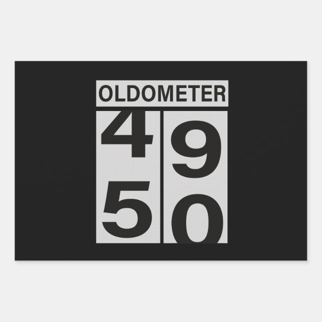 Oldometer 50th Birthday Wrapping Paper Sheets (Front 3)