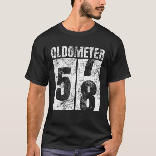 Oldometer 57_58 Yrs Old Man Woman Bday Graphic 58T T_Shirt