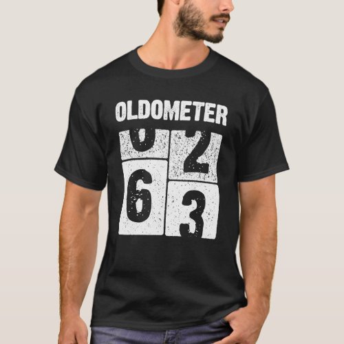 Oldometer 63 Born in 1957 63rd Birthday Gift T_Shirt