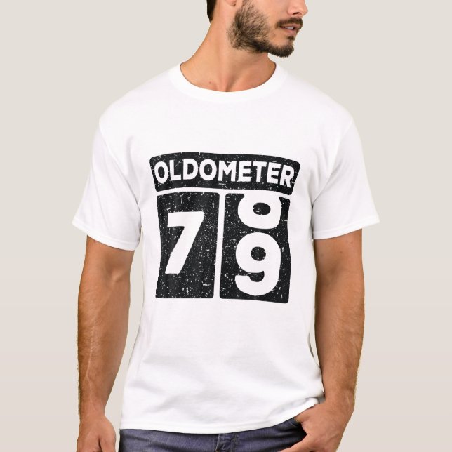 Oldometer 78-79 Years Old Funny 79Th Birthday Men T-Shirt (Front)