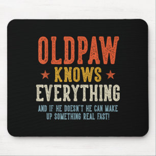 Oldpaw knows everything father's day retro vintage mouse pad