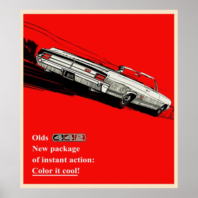 Olds 442 vintage advertisement poster (Front)