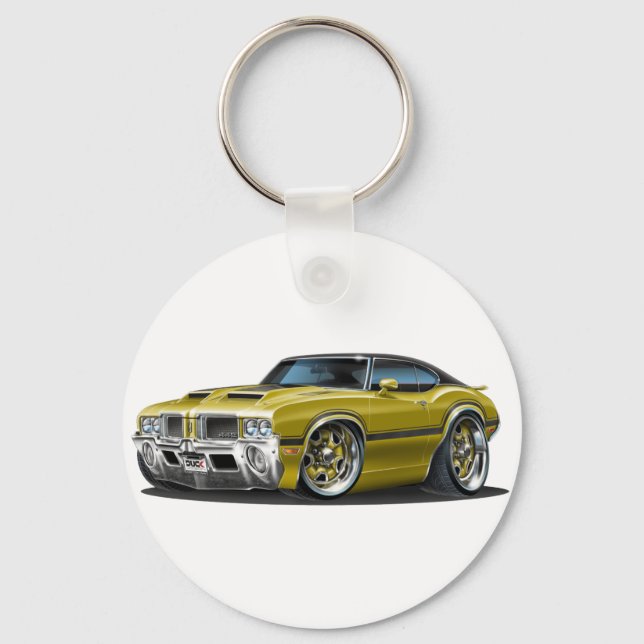 Olds Cutlass 442 Gold Car Keychain (Front)