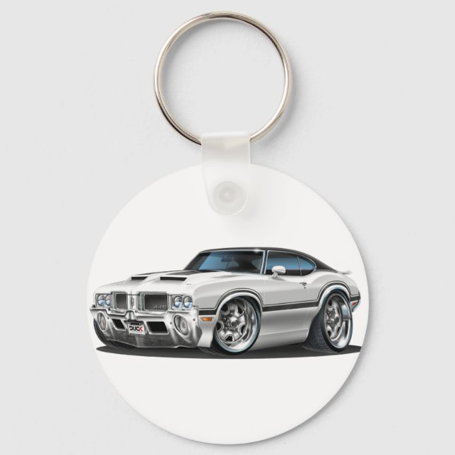 Olds Cutlass 442 White Car Keychain (Front)
