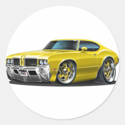 Olds Cutlass Yellow Car Classic Round Sticker