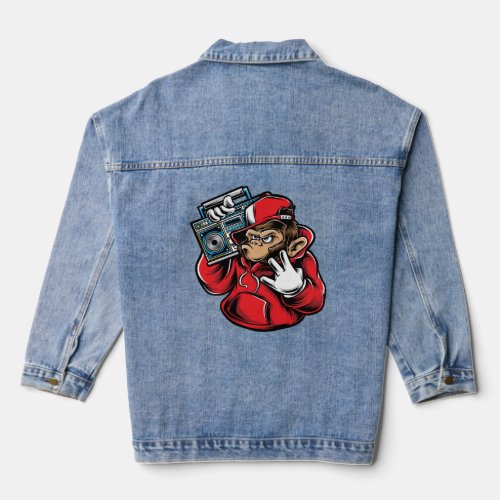 Oldschool Hip Hop Rap Battle Music Monkey Vintage  Denim Jacket