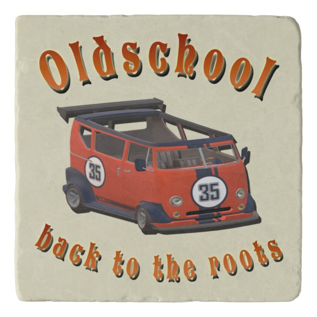 Oldschool VW Bus Marble Trivet (Front)