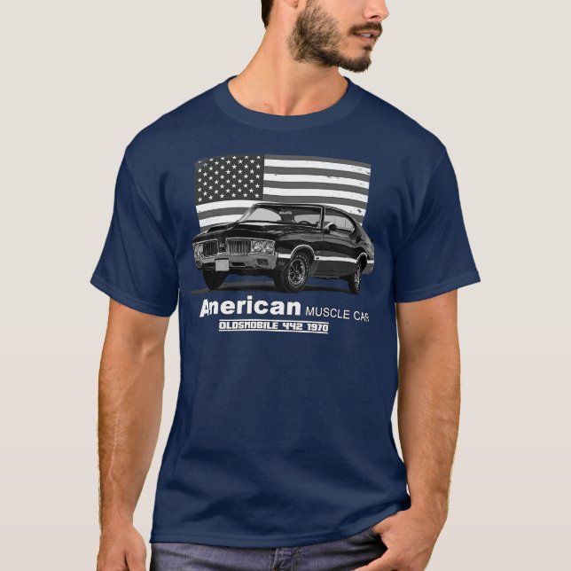 Oldsmobile 442 American Muscle 60s 70s Old is Gold T-Shirt (Front)