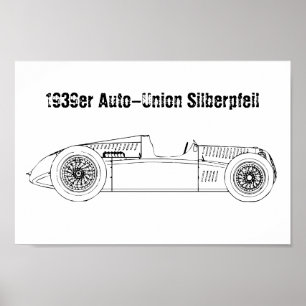 Oldtimer 1939 German Auto-Union Silver Arrow Poster
