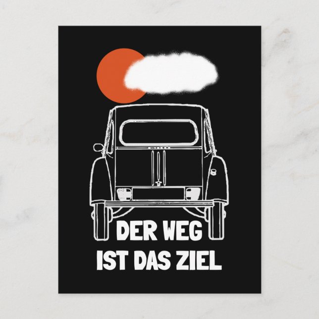 Oldtimer 2cv Retro Sonnenuntergang Postcard (Front)
