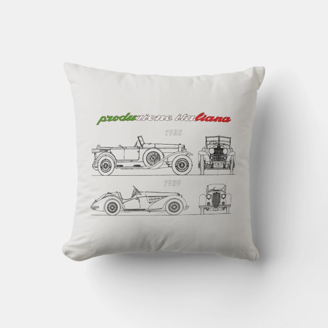 Oldtimer Alfa Romeo Produzione Italiana History  Throw Pillow (Front)