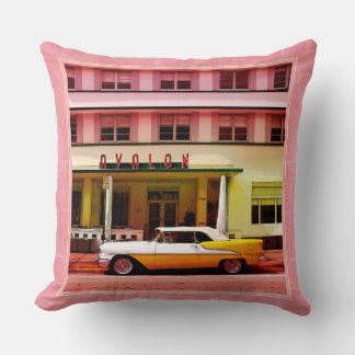 Oldtimer at the Art Deco District, Miami, Florida Throw Pillow