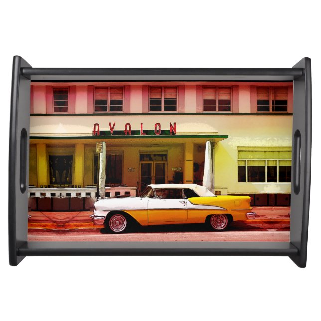 Oldtimer at the Art Deco District, Miami Serving Tray (Front)