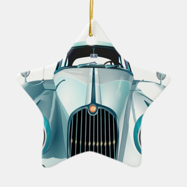 oldtimer car vintage automobile ceramic ornament (Front)