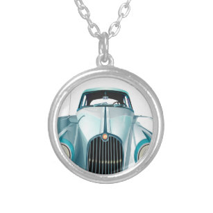 oldtimer car vintage automobile silver plated necklace