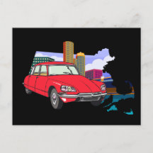 Oldtimer Ds19 Retro Futurism City Illustration