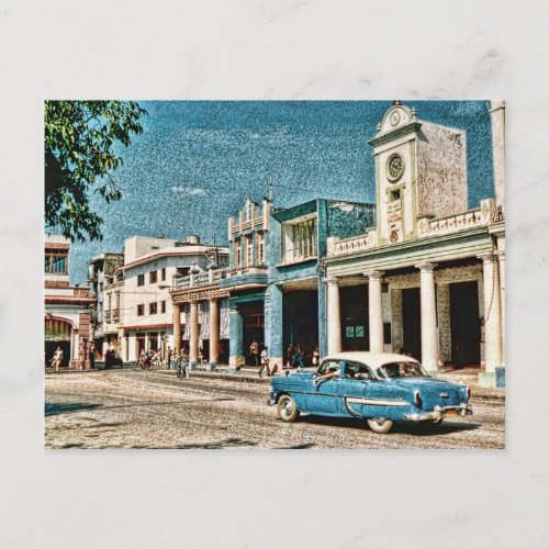 Oldtimer in einer Stadt  auf Kuba Postcard
