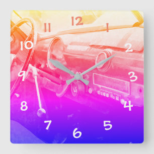 Oldtimer Innenraum Square Wall Clock