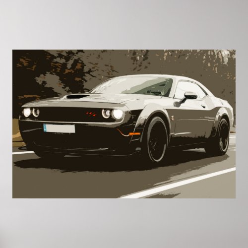 Oldtimer Muscle Car Dodge Challenger Auto Poster
