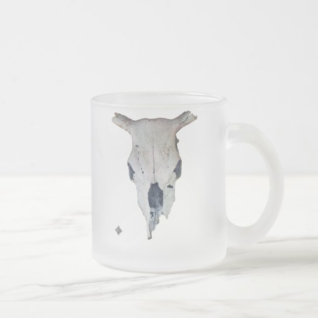 Ole Cow Skull Frosted Glass Coffee Mug (Right)