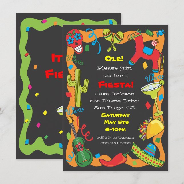 Ole! Mexican Fiesta Party Invitation (Front/Back)