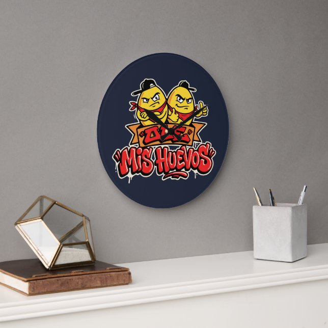 Ole mis huevos 2 large clock (Office)