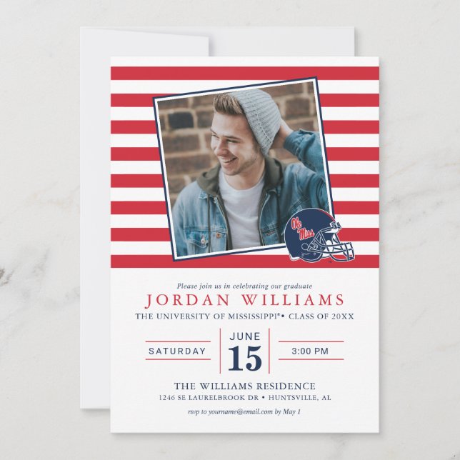 Ole Miss Football Helmet | Dark Blue Announcement (Front)