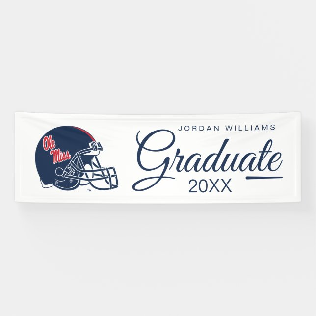 Ole Miss Football Helmet | Dark Blue Banner (Horizontal)