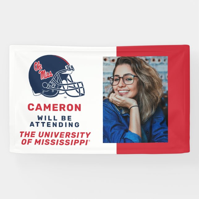 Ole Miss Football Helmet | Dark Blue Banner (Horizontal)