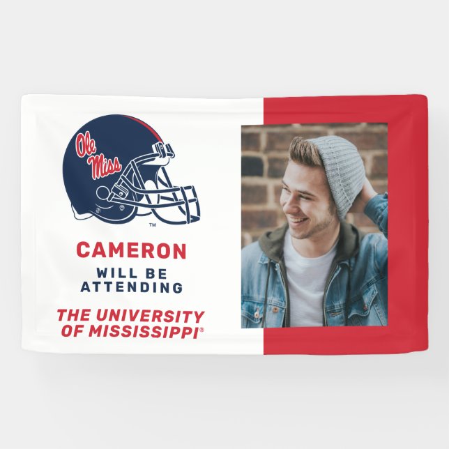 Ole Miss Football Helmet | Dark Blue Banner (Horizontal)