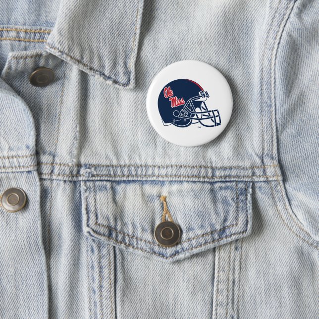 Ole Miss Football Helmet | Dark Blue Button (In Situ)