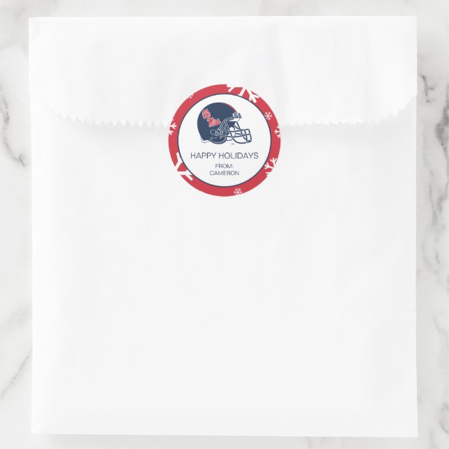 Ole Miss Football Helmet | Dark Blue Classic Round Sticker (Bag)