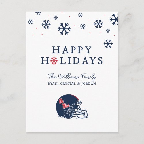 Ole Miss Football Helmet  Dark Blue Holiday Postcard