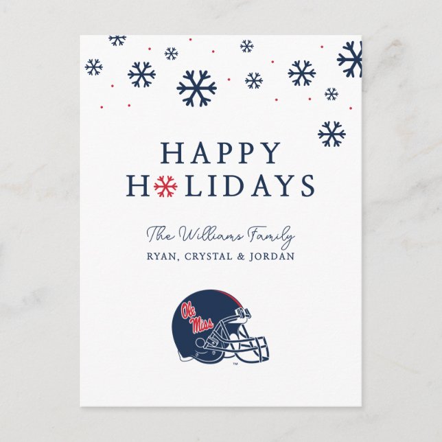 Ole Miss Football Helmet | Dark Blue Holiday Postcard (Front)