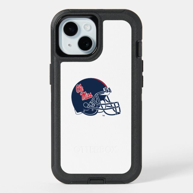 Ole Miss Football Helmet | Dark Blue iPhone 15 Case (Back)
