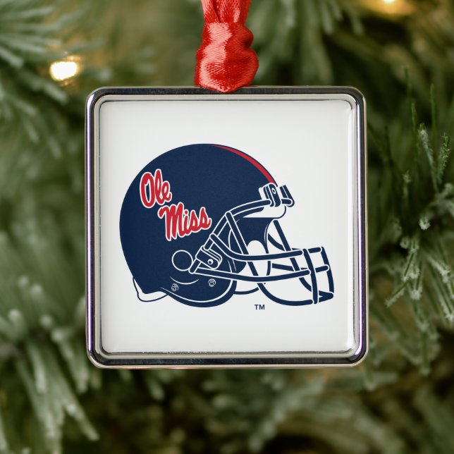 Ole Miss Football Helmet | Dark Blue Metal Ornament (Tree)
