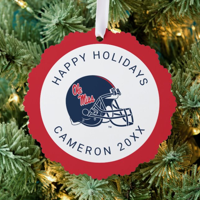 Ole Miss Football Helmet | Dark Blue Ornament Card (Insitu (Tree))